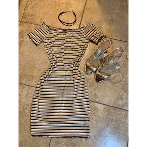 Off the shoulder Mini Stripped Dress